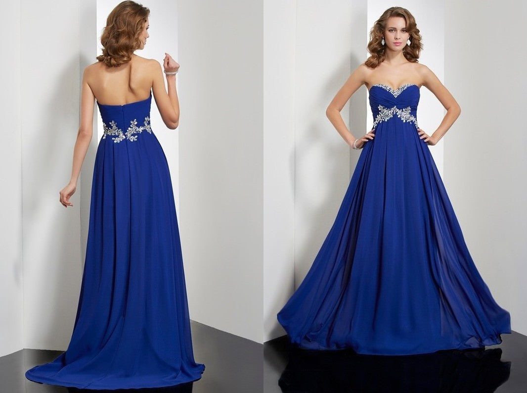 A-Line/Princess Sweetheart Sleeveless Beading Long Chiffon Dresses DEP0002669