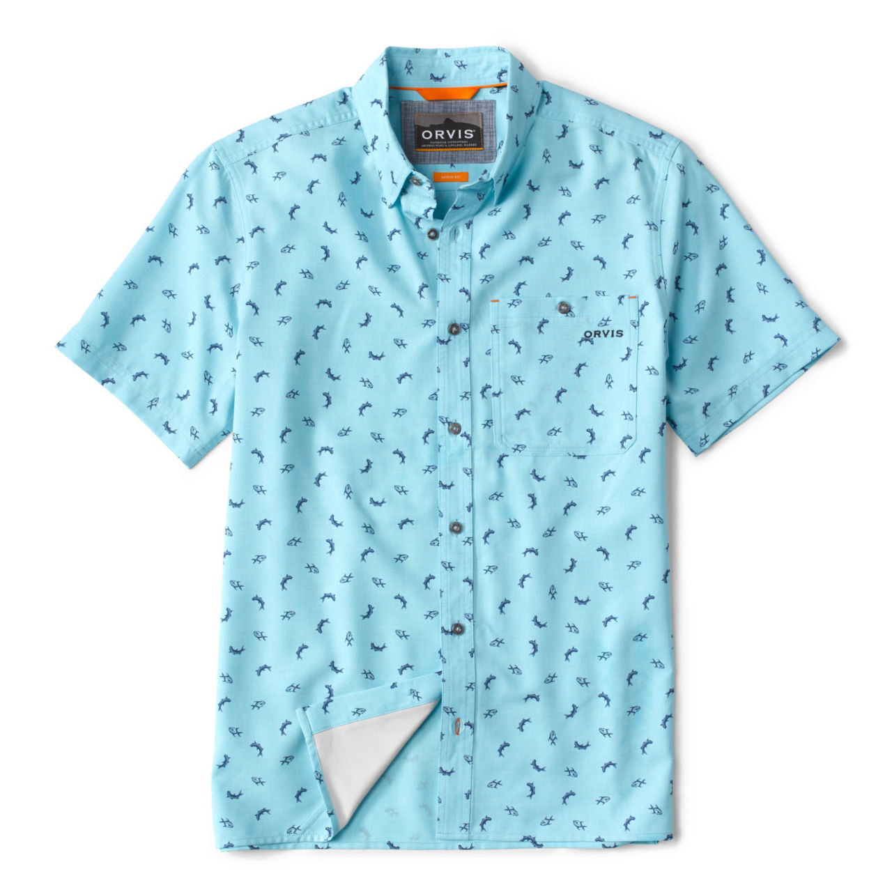 Printed Tech Chambray Short-Sleeved Shirt