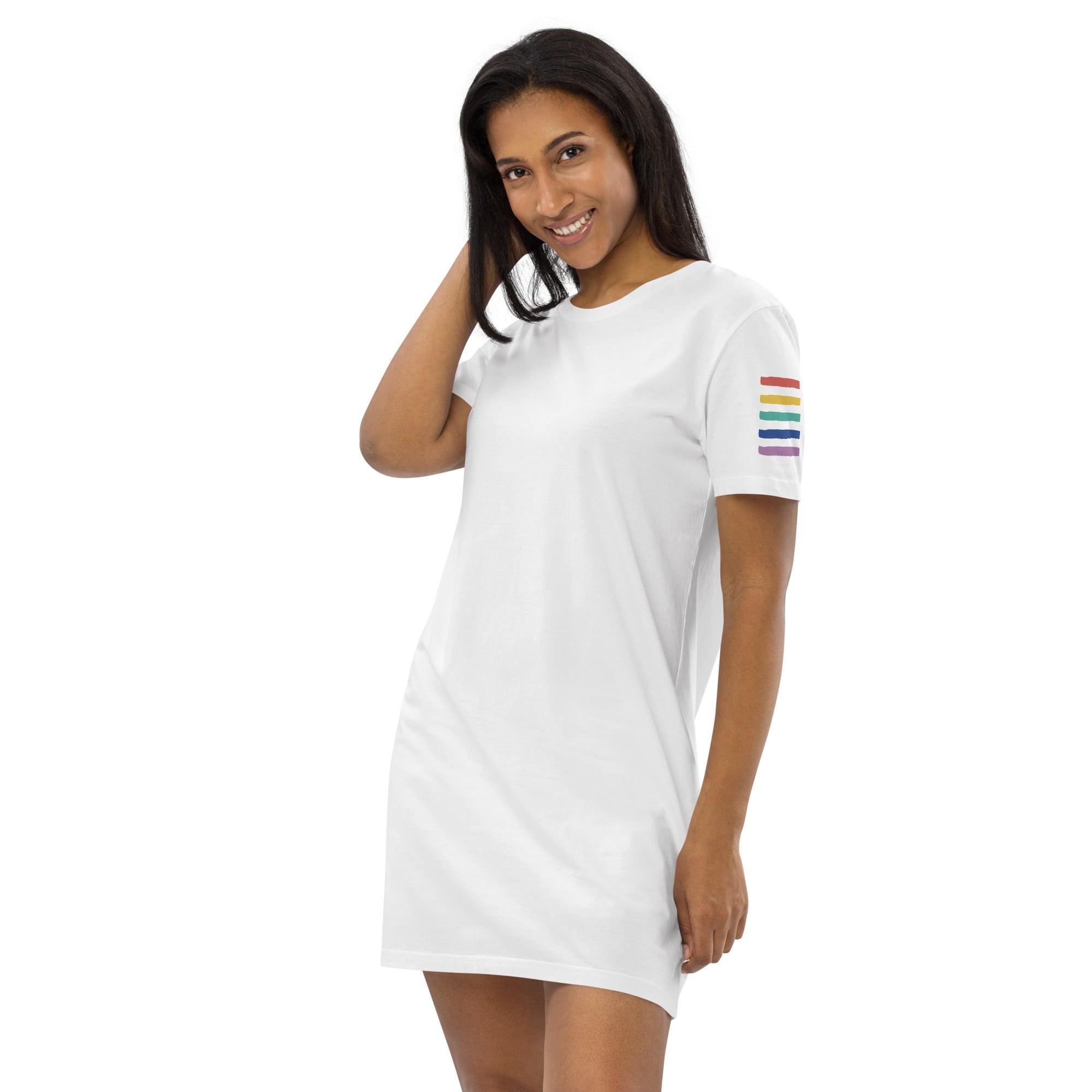 Rainbow Sleeve T-Shirt Dress
