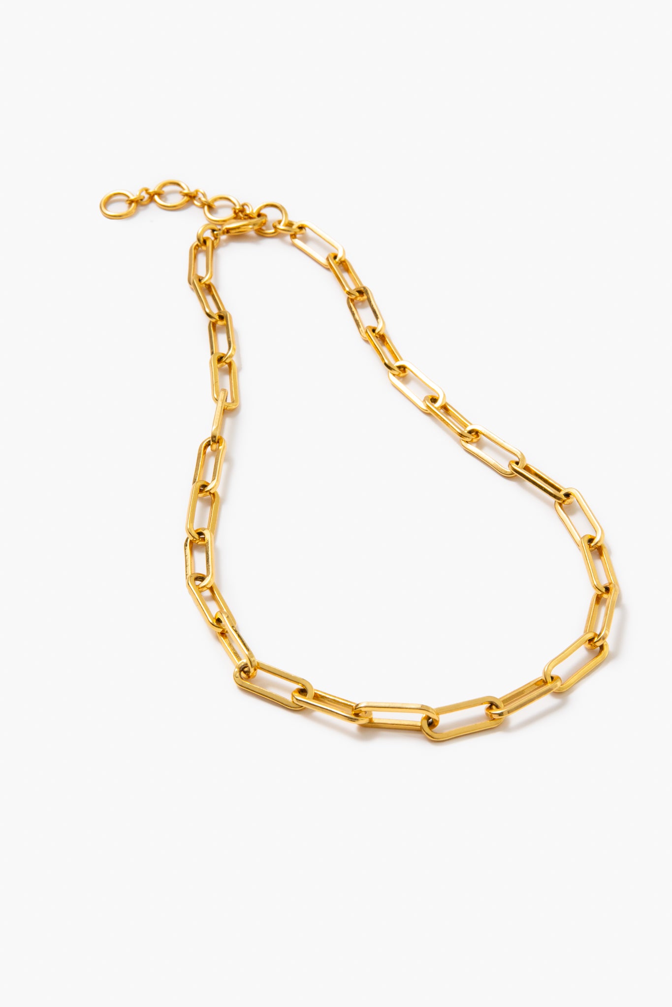 Gold Paperclip Chain Link Necklace