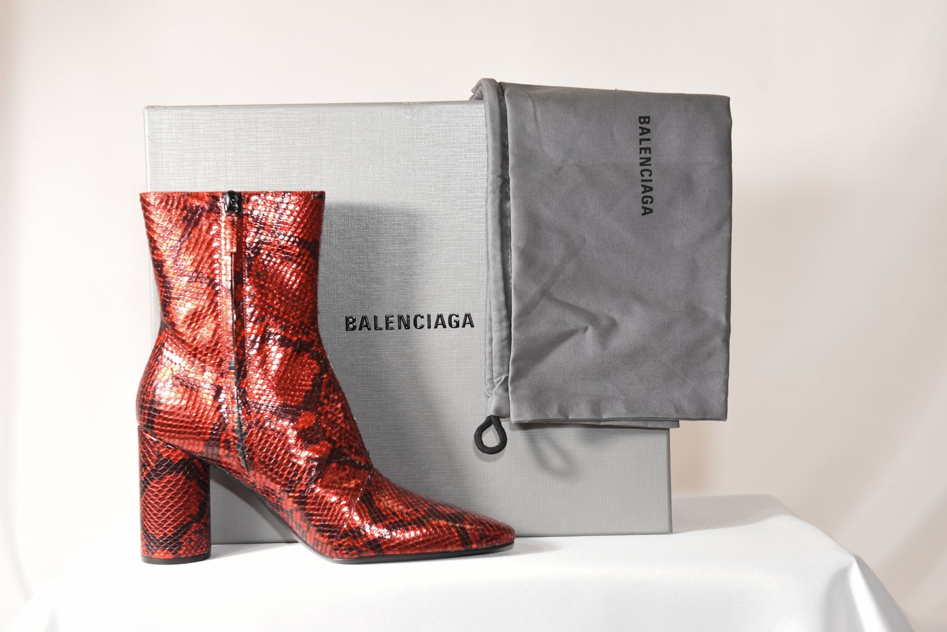 balenciaga red snake boots