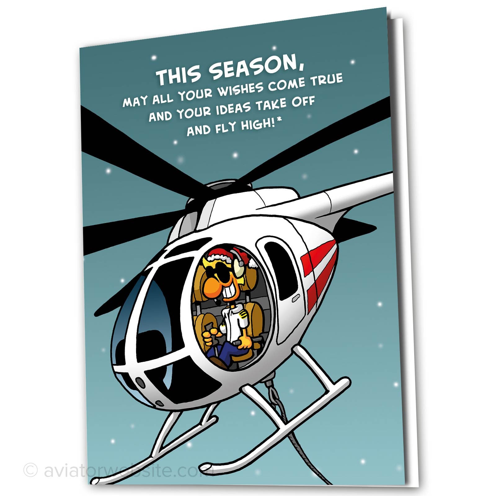 Christmas Card &quot;Helicopter Christmas&quot; (Chicken Wings) - 10 Cards