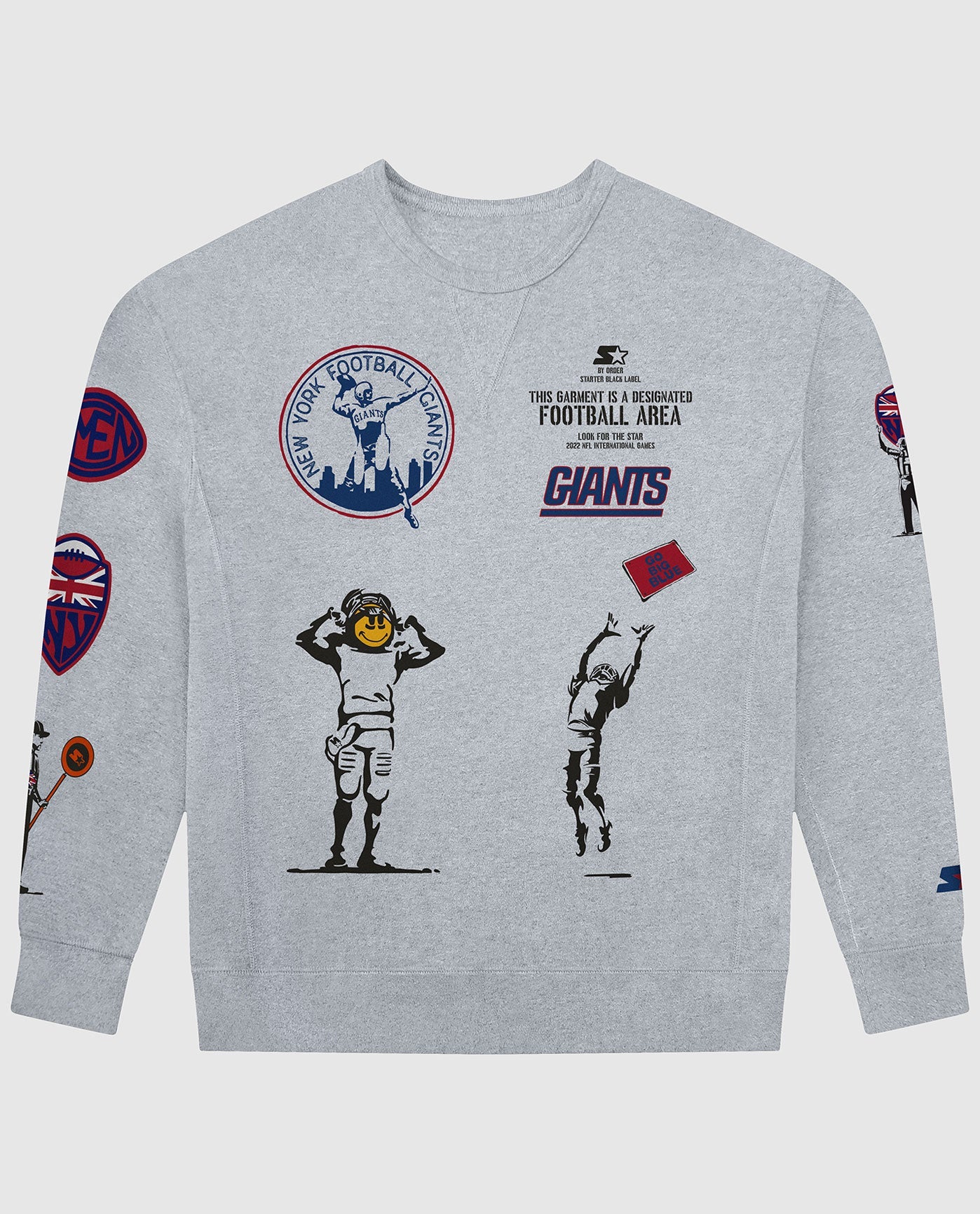 Starter New York Giants Crew Neck Sweatshirt with Zip Pockets S / Giants White Mens Sportswear