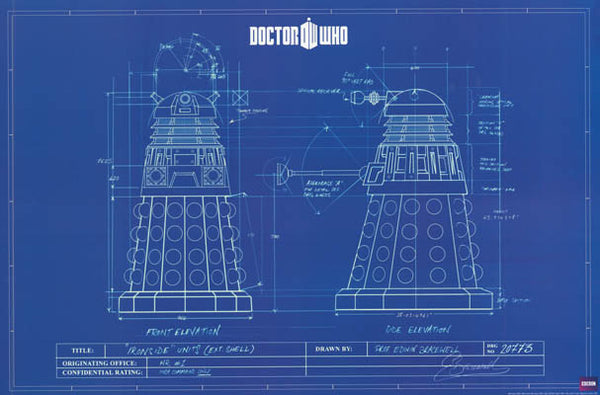 Doctor Who Dalek Blueprint Poster 24x36 – BananaRoad