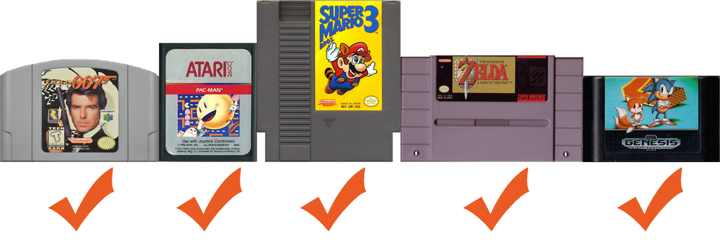 1UPcard Retro Video Game Cartridge Cleaning cartridge montage N64 Atari NES Super Nintendo Sege Genesis