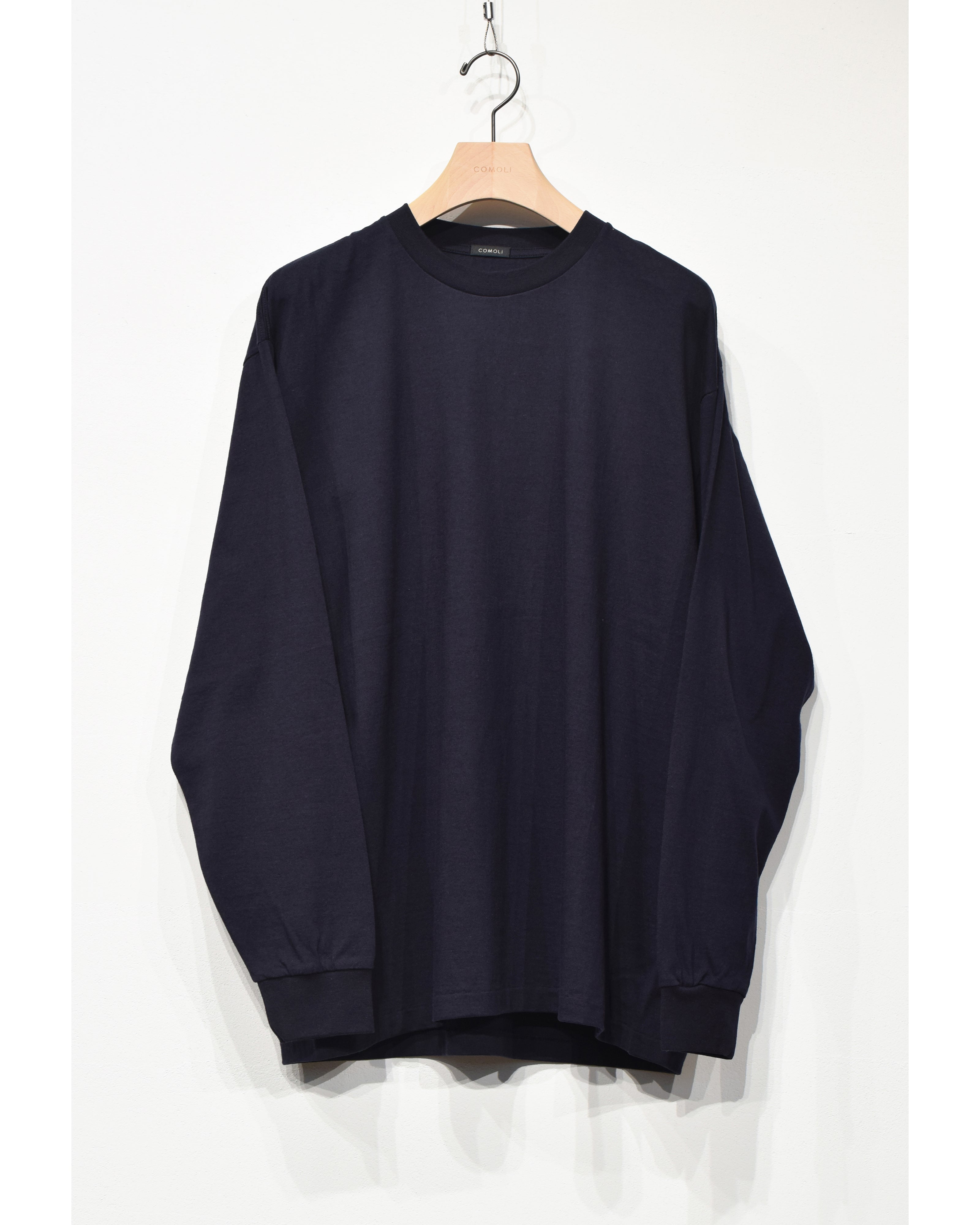 全日本送料無料 空紡天竺 23ss 【4】comoli 長袖Tシャツ navy ロンT T