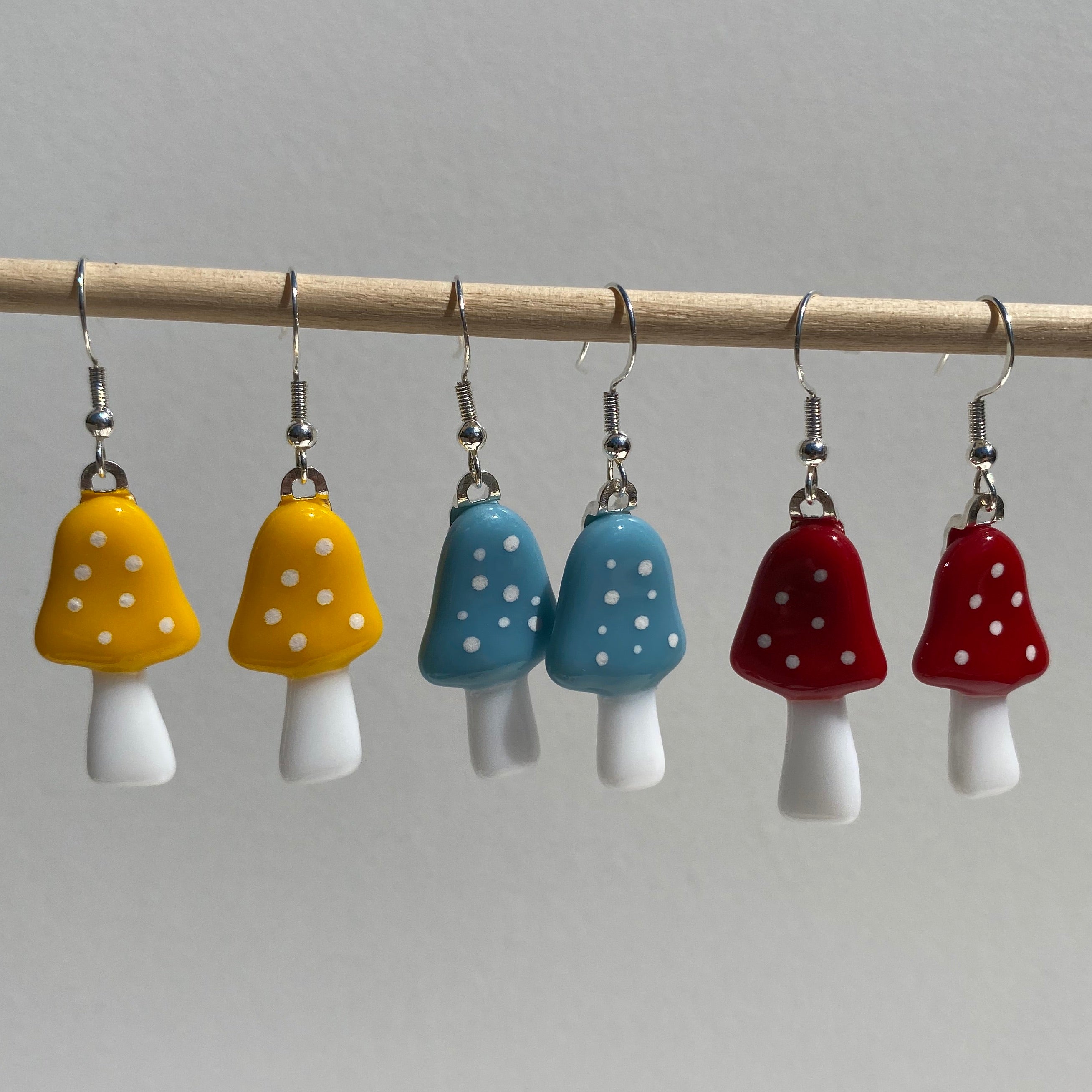 Bright Bell Mushroom Earrings - Glass Cottage Core Earrings