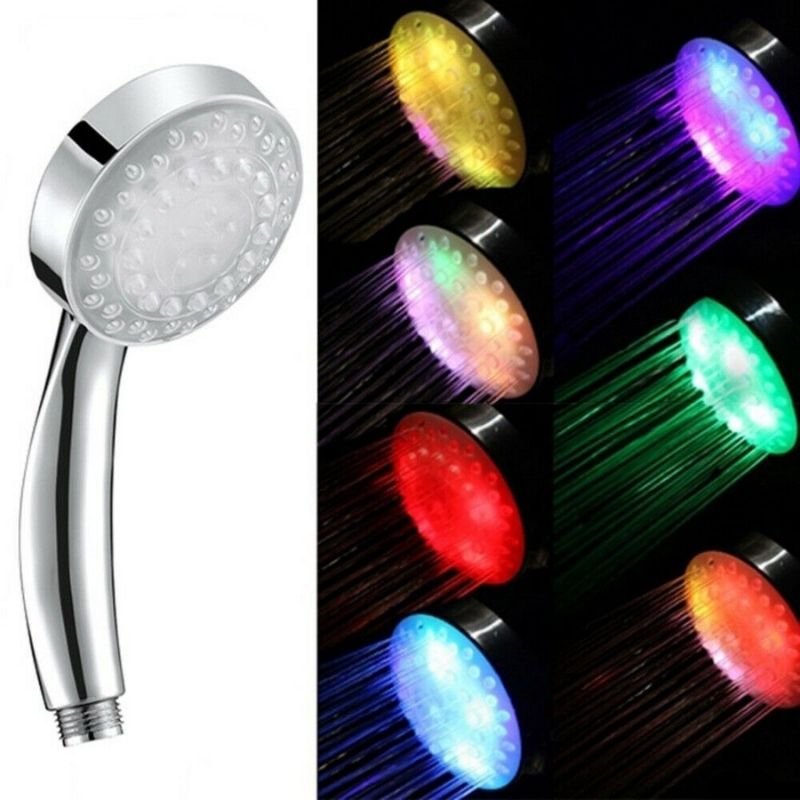 Handheld 7 Color Changing LED Light Water Bath Home Bathroom Shower Head Glow