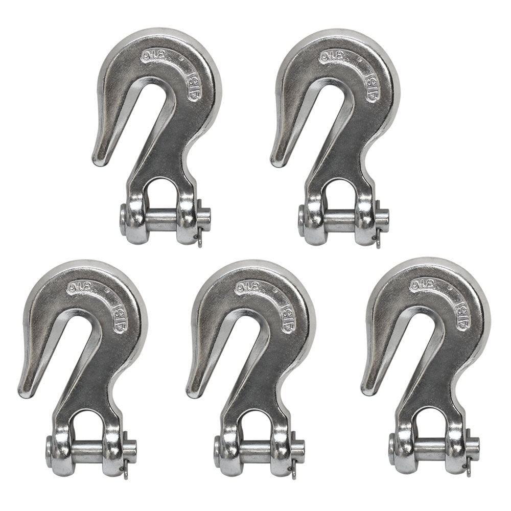 5 Pc 3/8'' Marine Stainless Steel 316 Clevis Grab Hook Towing Shackle 5,400 lbs 