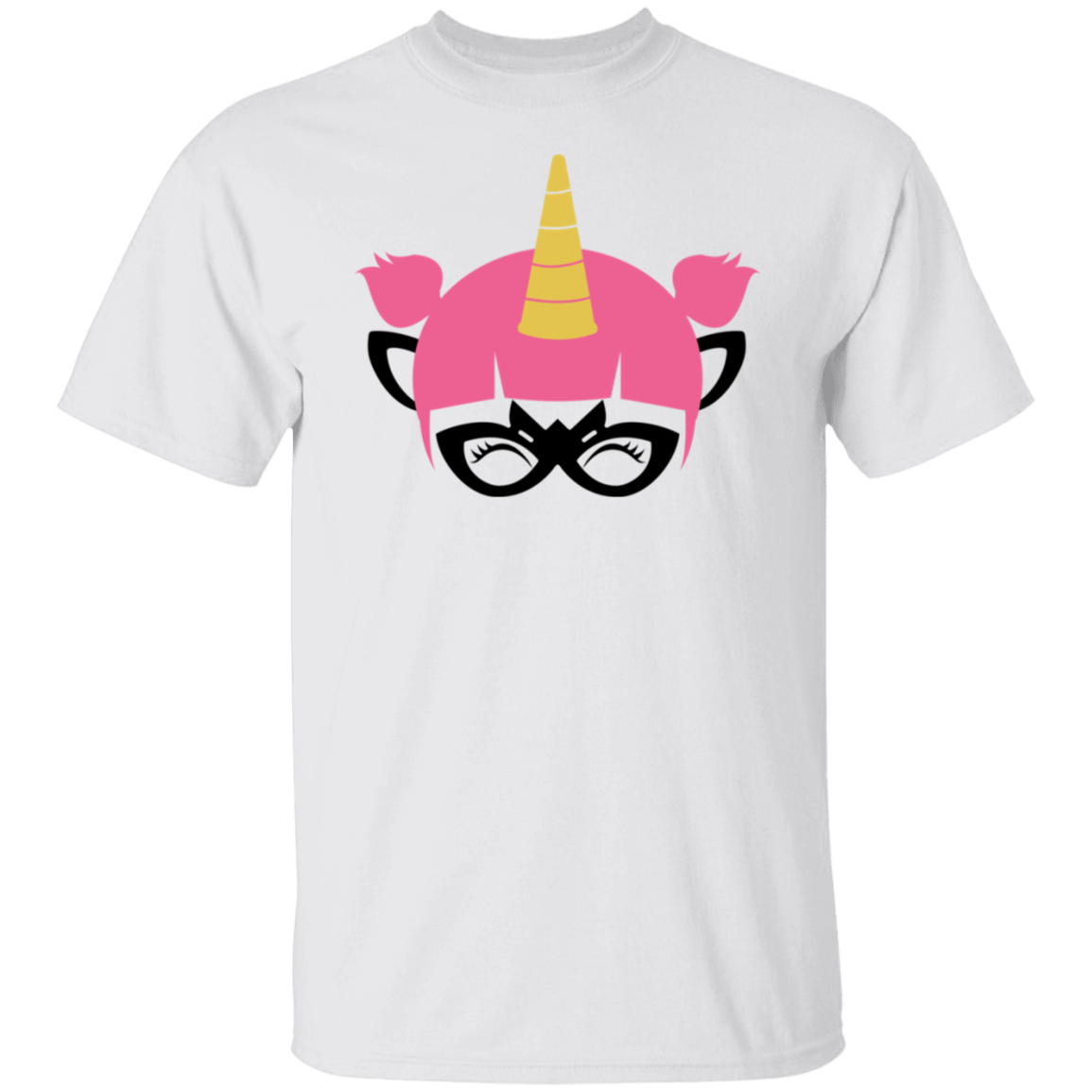 Unicorn Yellow Horn Pink Hair with Glasses - Animals Tee Junk Drawer Tees