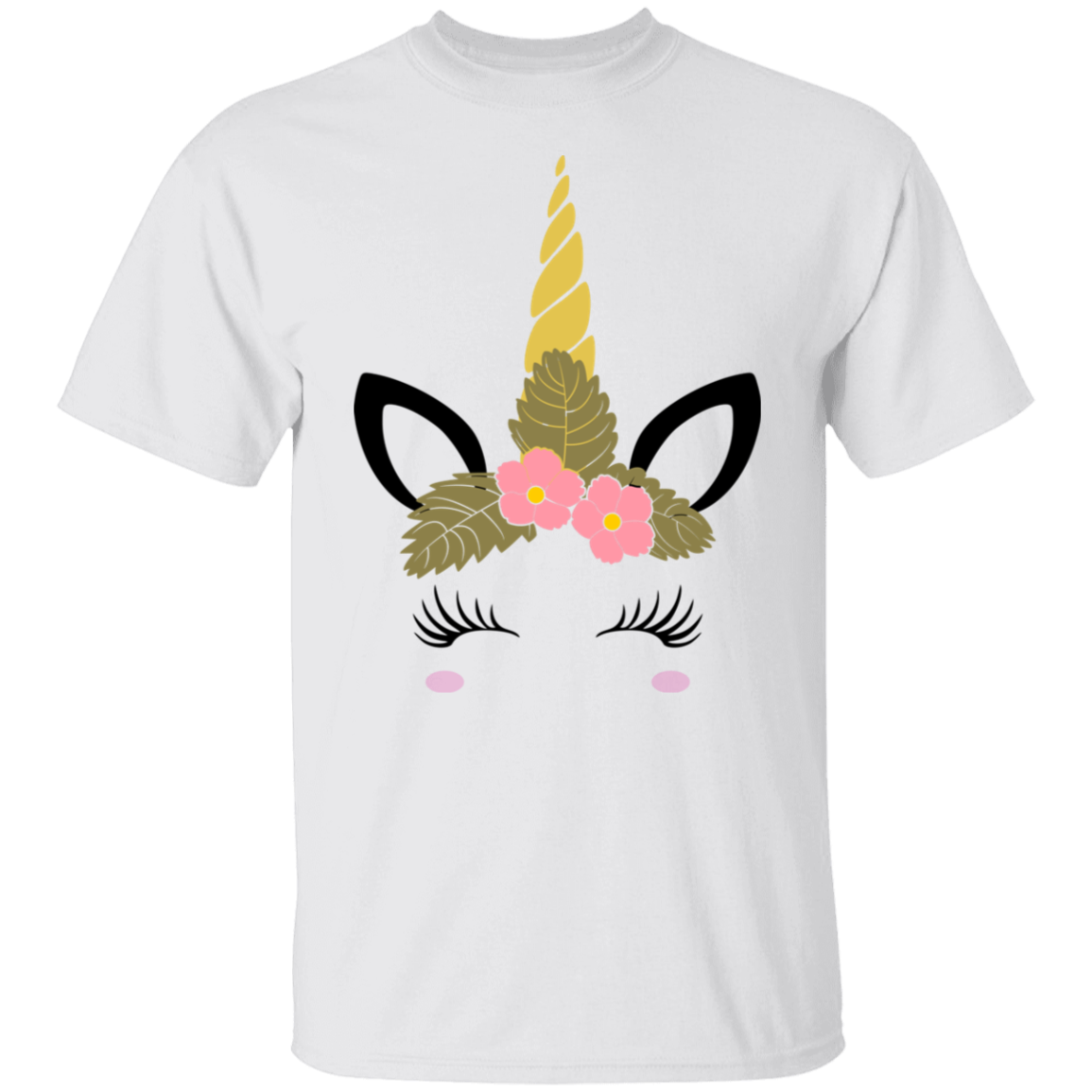 Unicorn Yellow Horn Pink Flower Version 2 - Animals Tee Junk Drawer Tees