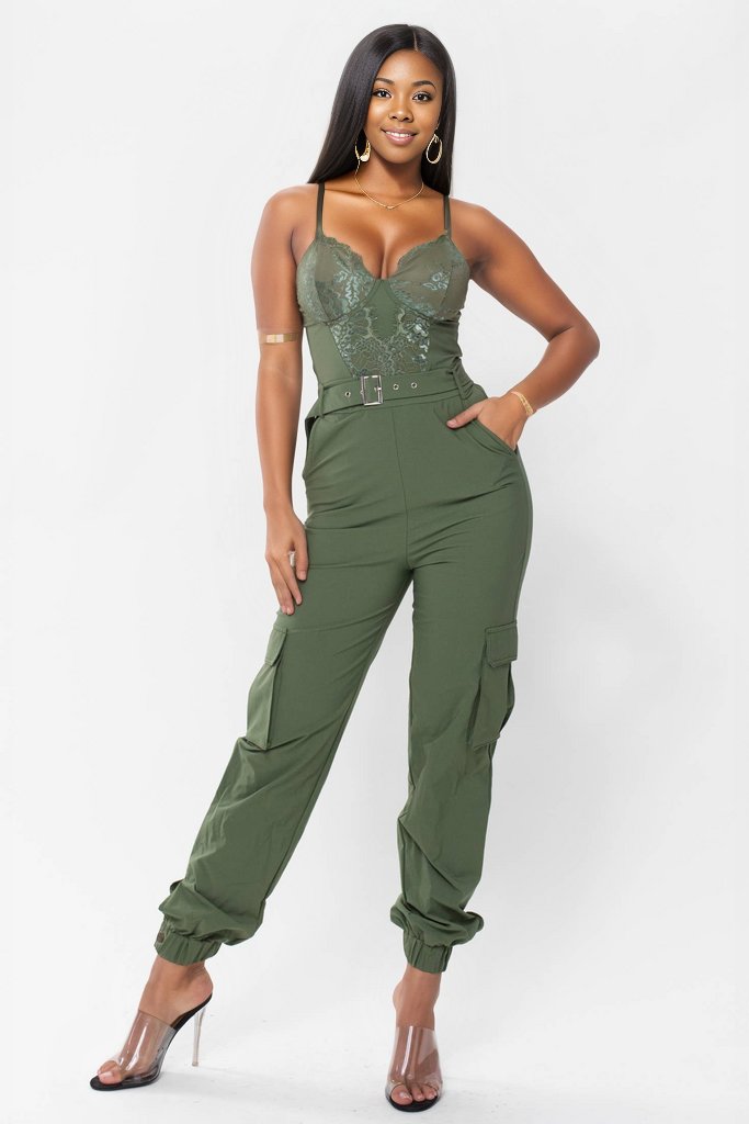 green cargo romper