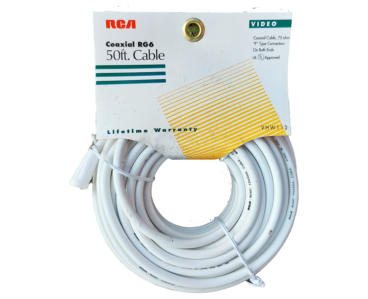 RCA RG6 Coaxial Cable, 75 Ohm, F Type Connectors, UL Approved, Lifetime Warranty