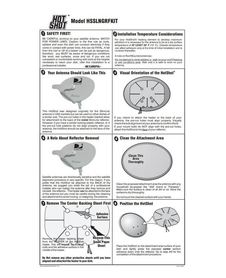 Perfect Vision HotShot 28”x20” Satellite Dish Heating Element Sticker (PVHSSL)