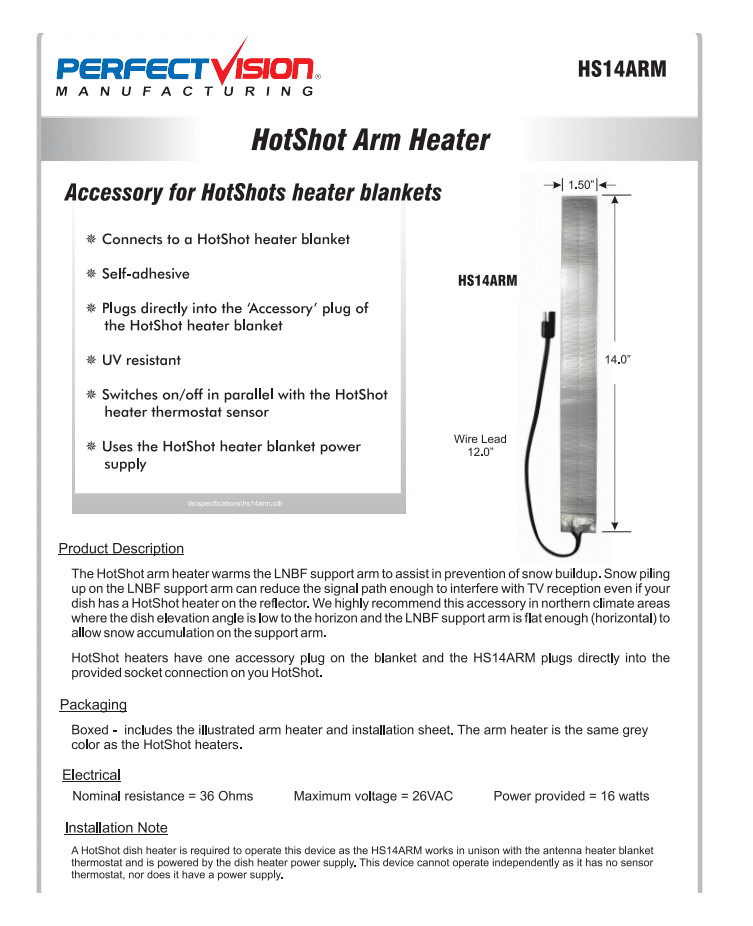 200 Watt Hot Shot Satellite Heater Kit w Armguard