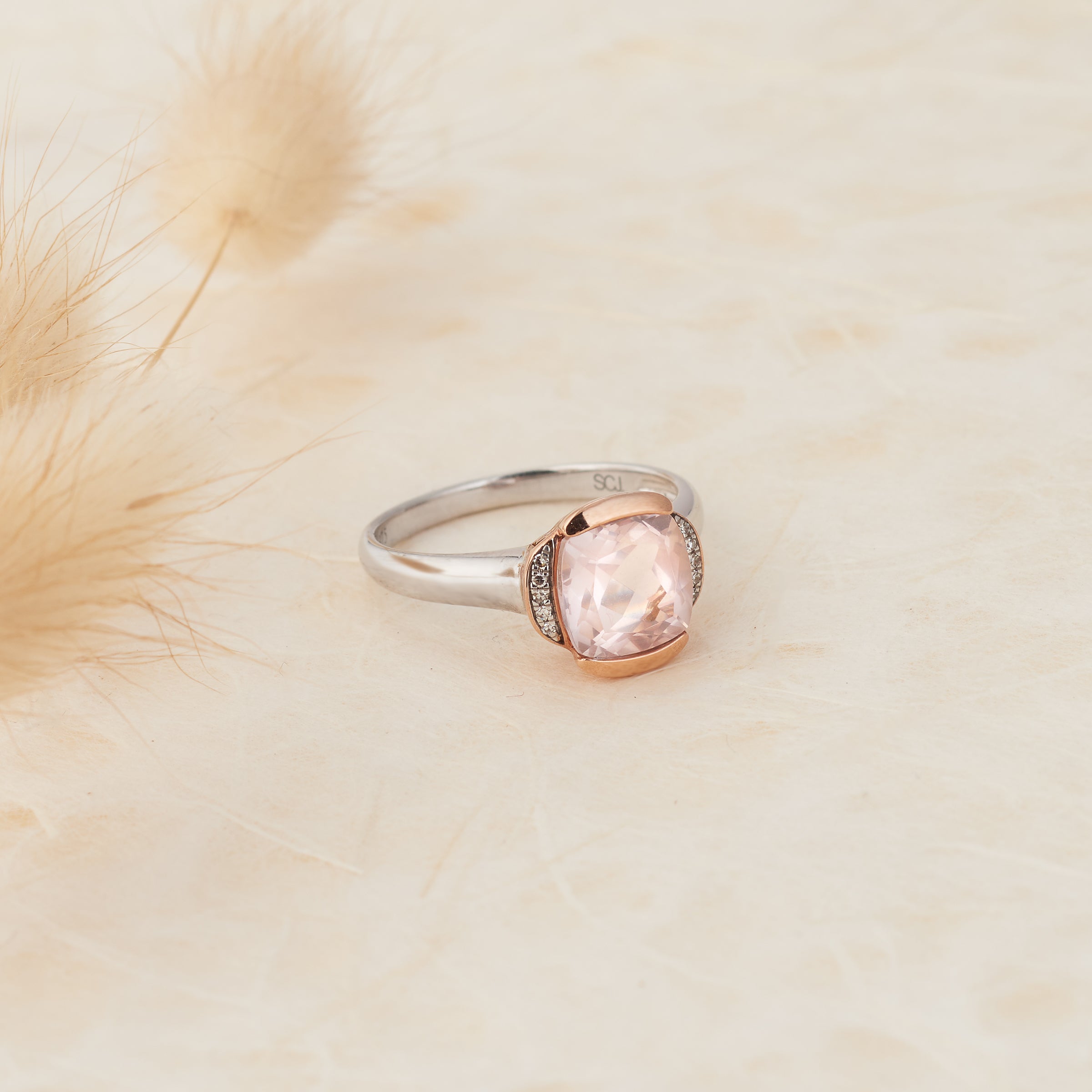 rose gold and rose quartz ring