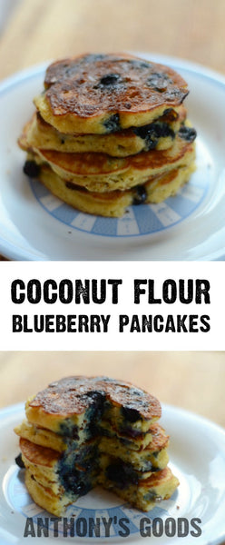 Coconut Flour Blueberry Pancakes