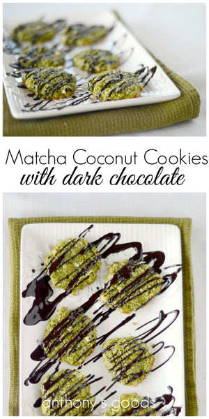 Matcha Coconut Cookies with Dark Chocolate