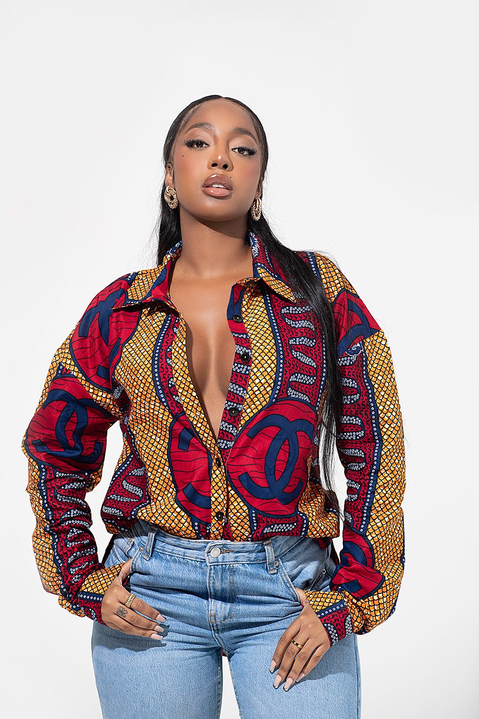African Print Mary Oversized Shirt