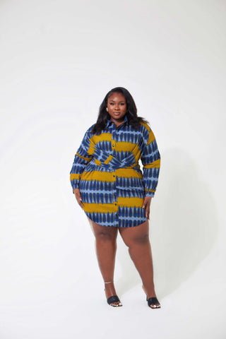 African Print Tshuma Shirt Dress