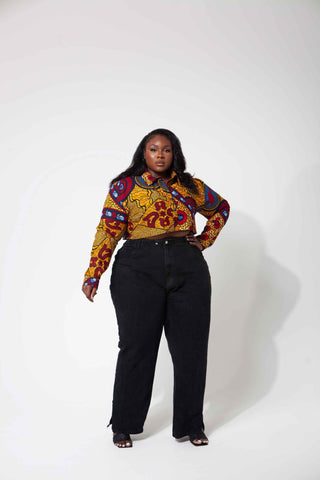 African Print Mwara Cropped Shirt