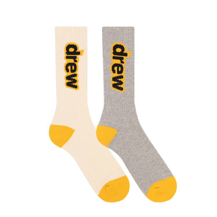 2 pack drew house socks - heather grey/off white