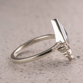 1.68 Carat Salt and Pepper Kite Diamond Engagement Ring, Bezel Wren Setting, Platinum