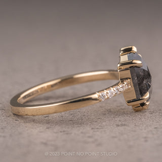 1.92 Carat Salt and Pepper Hexagon Diamond Engagement Ring, Jules Setting, 14K Yellow Gold