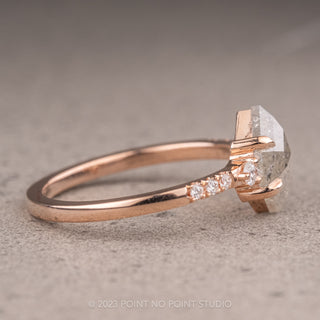 1.54 Carat Salt and Pepper Hexagon Diamond Engagement Ring, Eliza Setting, 14K Rose Gold