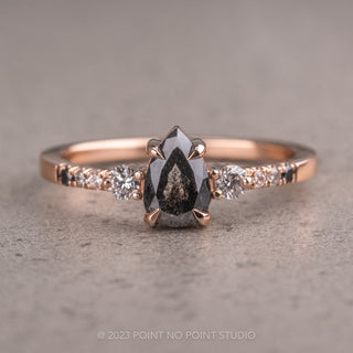 Salt and Pepper Pear Diamond Ring 