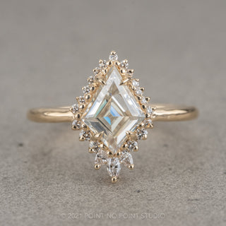 1.35ct Kite Moissanite & Diamond Engagement Ring, Cleo Setting, 14K Yellow Gold