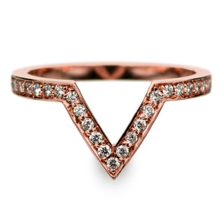 14k Rose Gold Diamond Chevron Band No. 02 - Point No Point Studio - 1