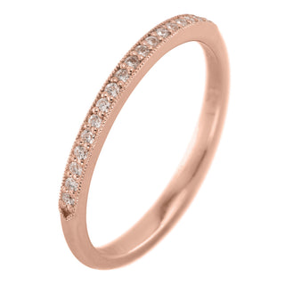 14K Rose Gold Vintage Inspired Diamond Wedding Band, Jamie Style - Point No Point Studio - 1