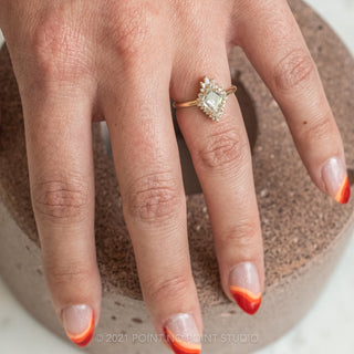 1.35ct Kite Moissanite & Diamond Engagement Ring, Cleo Setting, 14K Yellow Gold