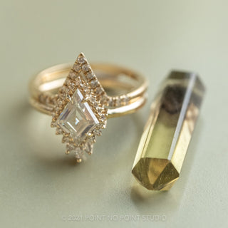 1.35ct Kite Moissanite & Diamond Engagement Ring, Cleo Setting, 14K Yellow Gold