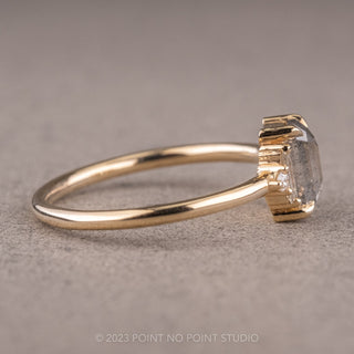 .91ct Salt and Pepper Emerald Diamond Engagement Ring, Betty Setting, 14K Yellow Gold