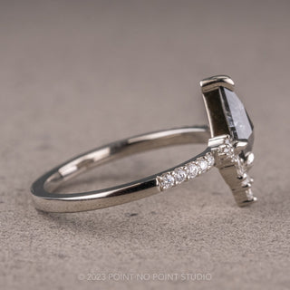1.23 Carat Salt and Pepper Kite Diamond Engagement Ring, Camila Setting, 14K White Gold