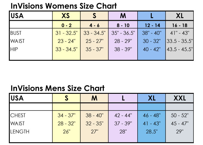 InVisions Sizing Chart