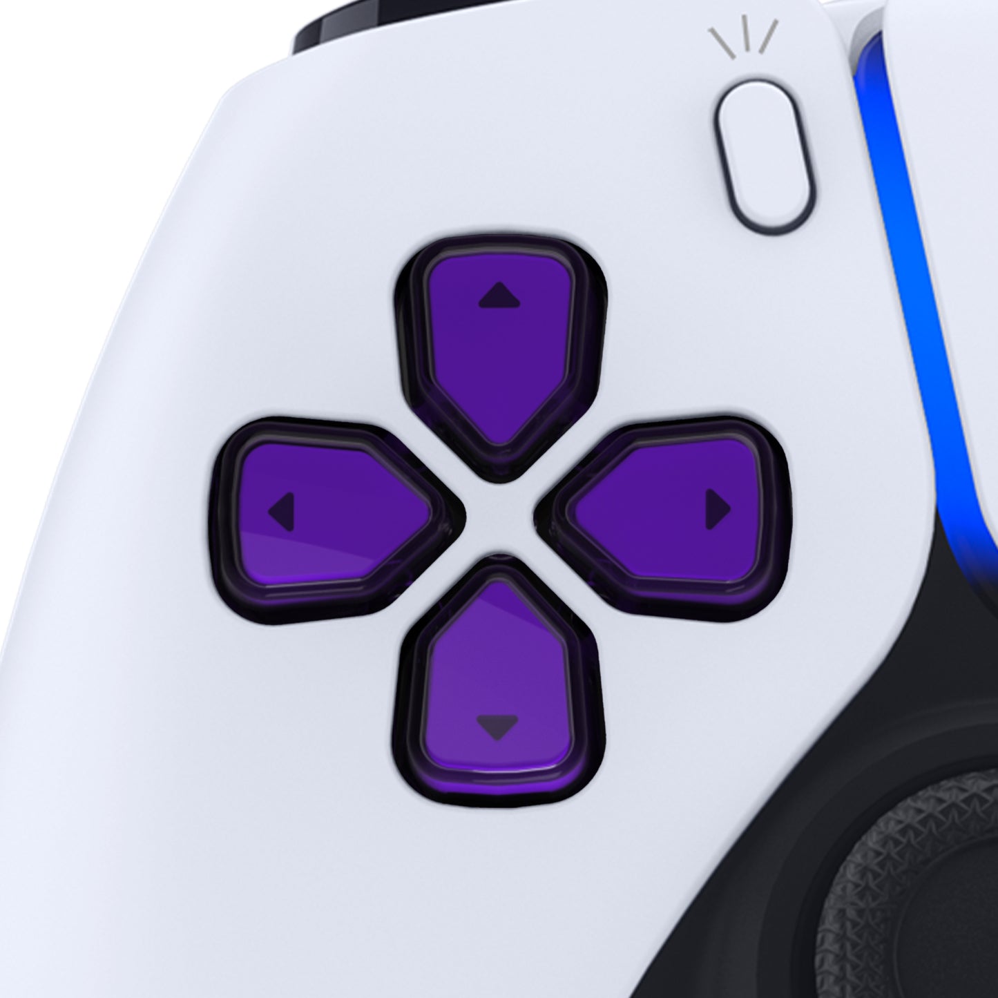 Replacement Custom Dpad Action Buttons Three-Tone Purple & Clear With Redesigned Symbols D-pad Face Buttons For ps5 Controller - JPFF007