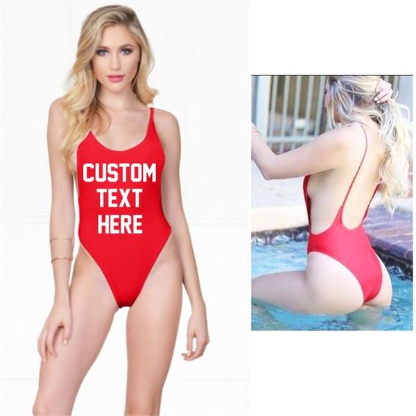 custom text one piece swimsuit