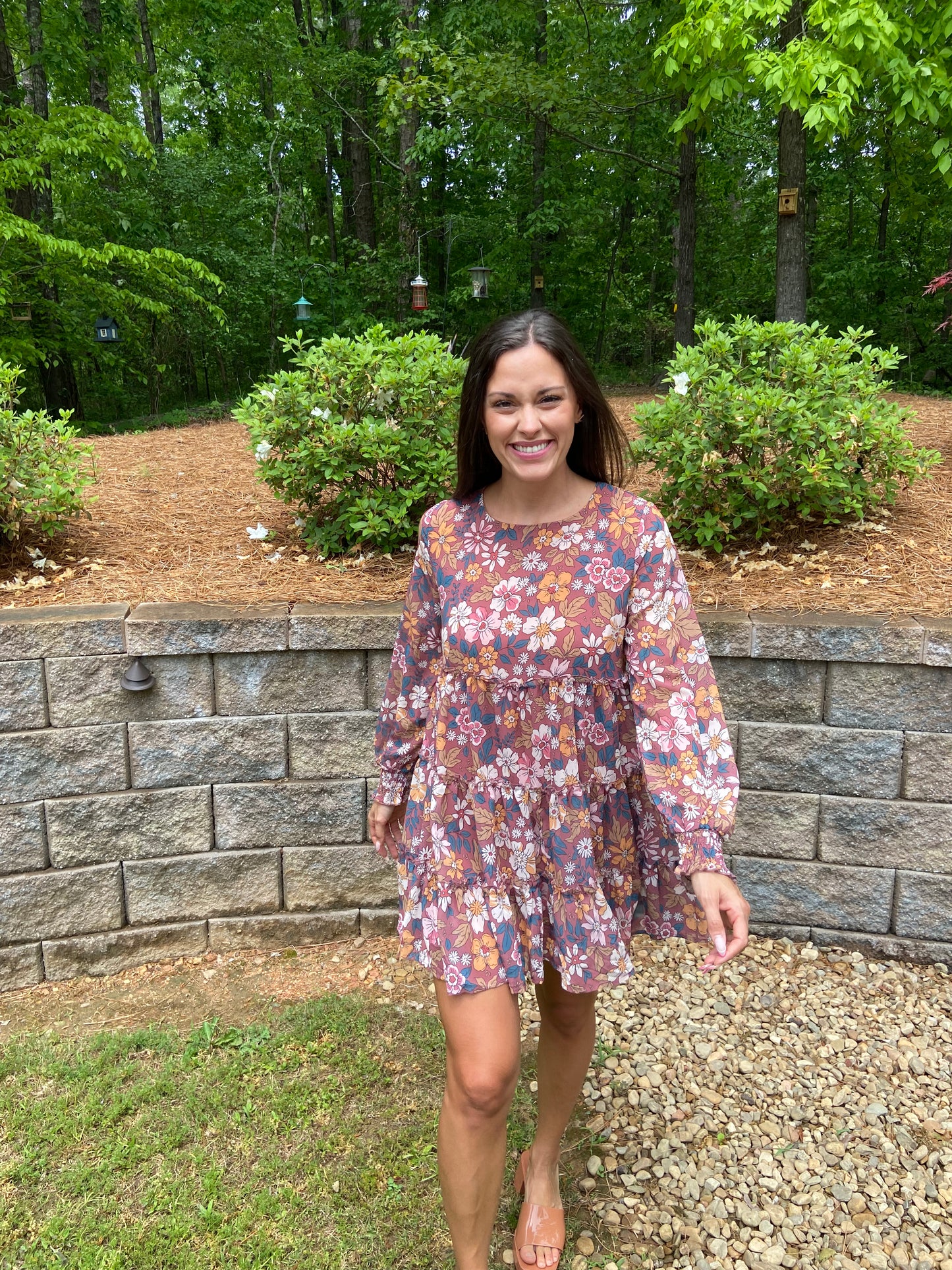 LONG SLEEVE RETRO FLORAL DRESS