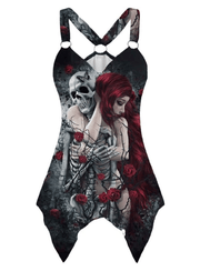 Skull Lover 5 Women Tank Tops Gothic V Neck