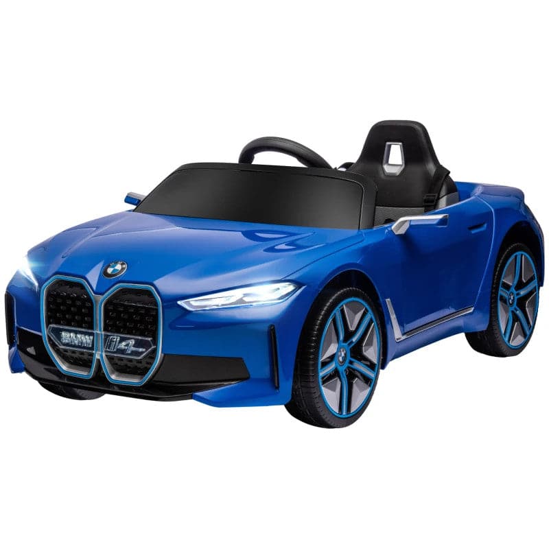 Maplin Plus BMW i4 Licensed 12V Kids Electric Ride On Car with Remote Control, Portable Battery, Music, Horn & Headlights (Blue)