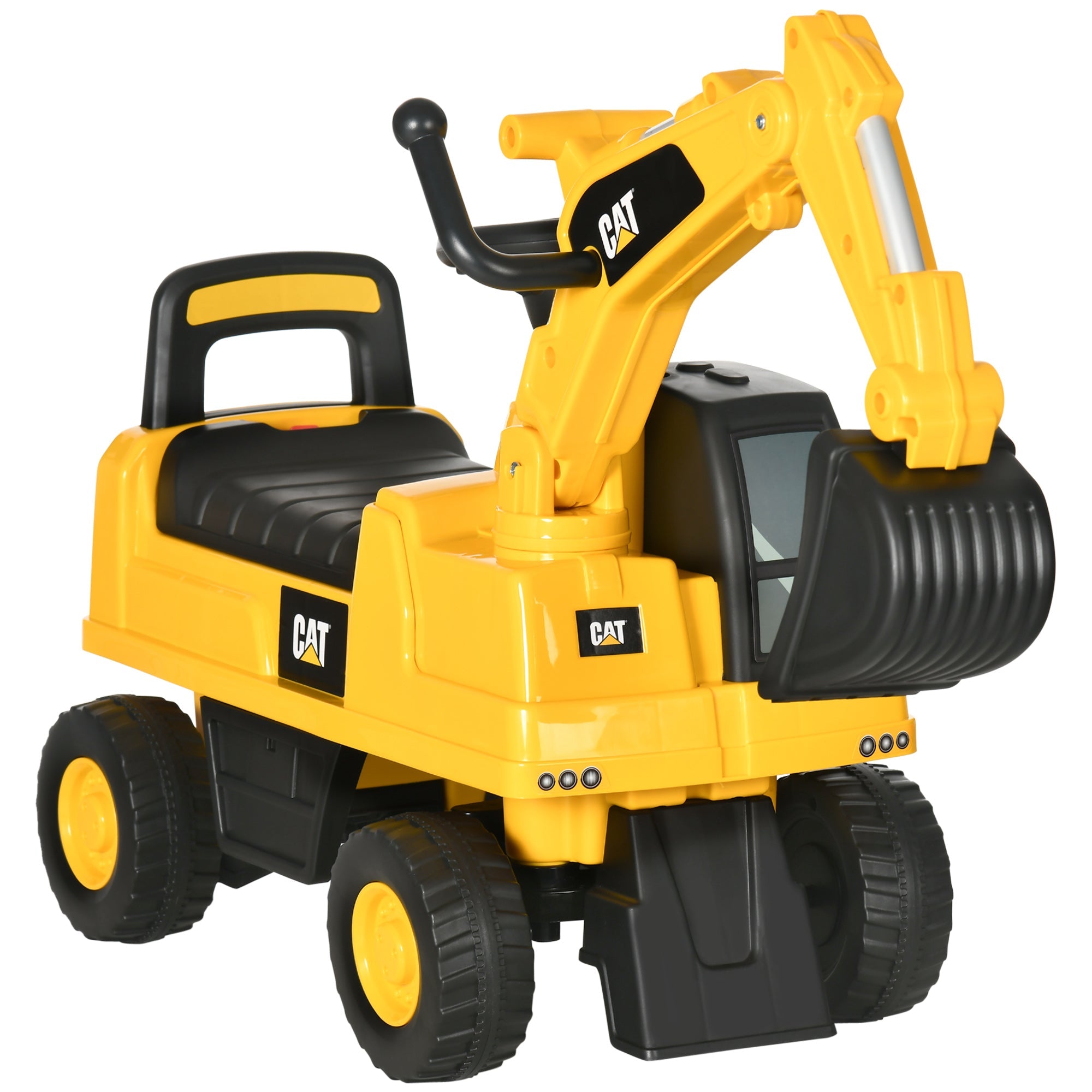HOMCOM CAT Licensed Kids Ride On Toy Digger with Manual Shovel & Horn for Ages 1-3 Years