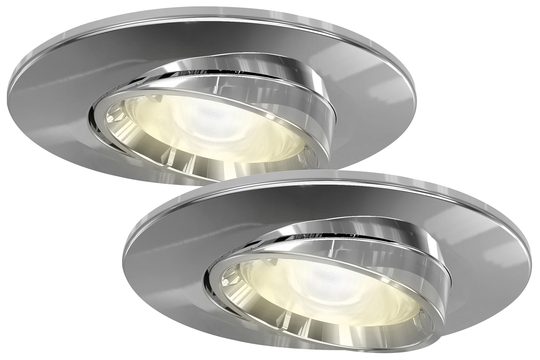 4lite WiZ Connected Fire-Rated IP20 GU10 Smart Adjustable LED Downlight - Chrome (Pack of 2)