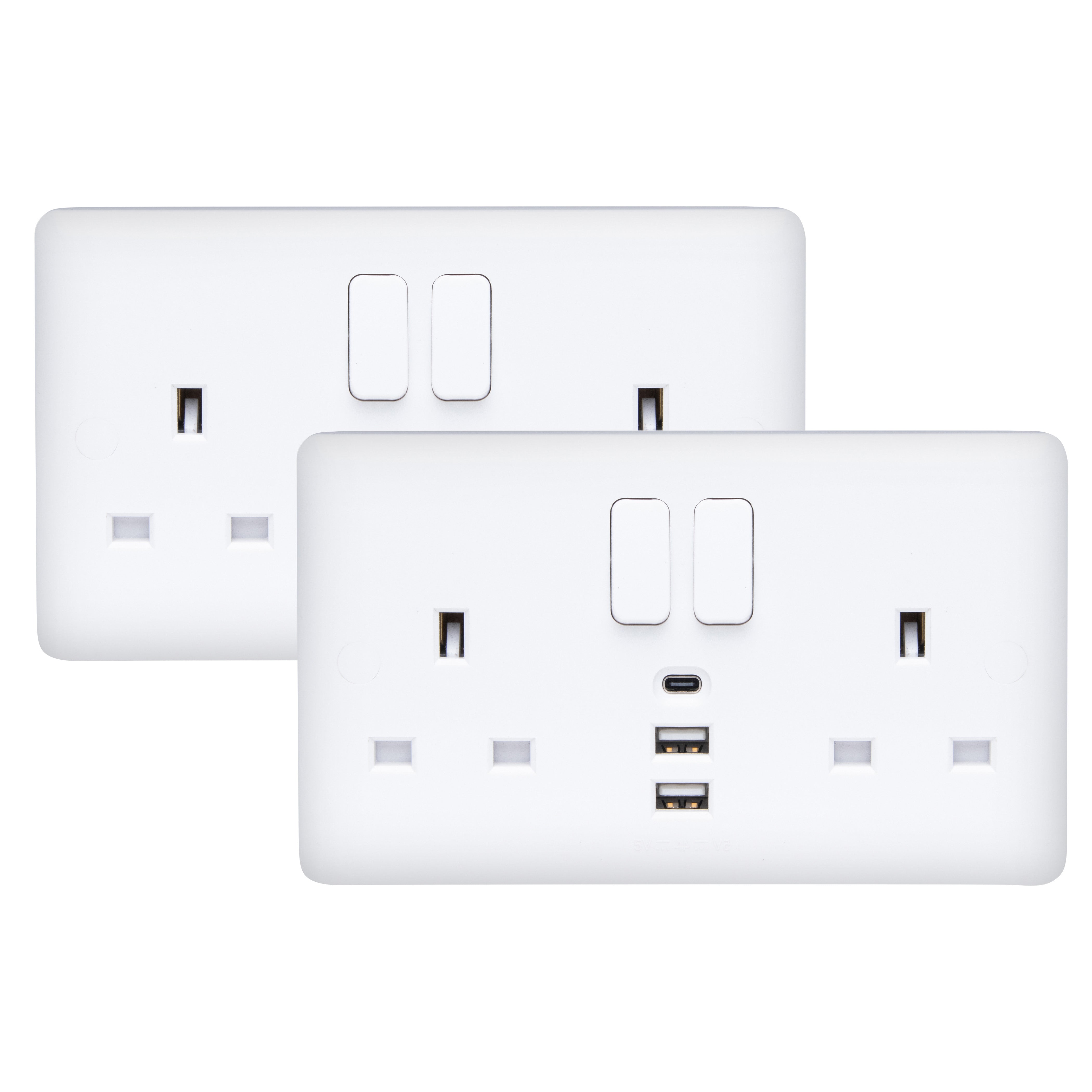 Deta 13A 2 Gang Switched Socket with 2x USB-A / 1x USB-C Ports (Pack of 2)