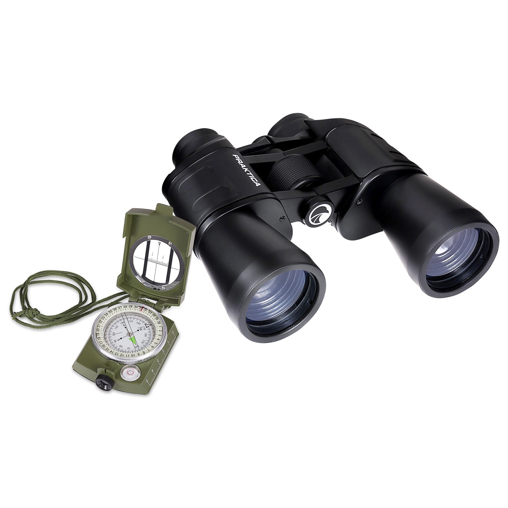 PRAKTICA Falcon 10x50mm Porro Prism Field Binoculars - Black (Binoculars + Compass)