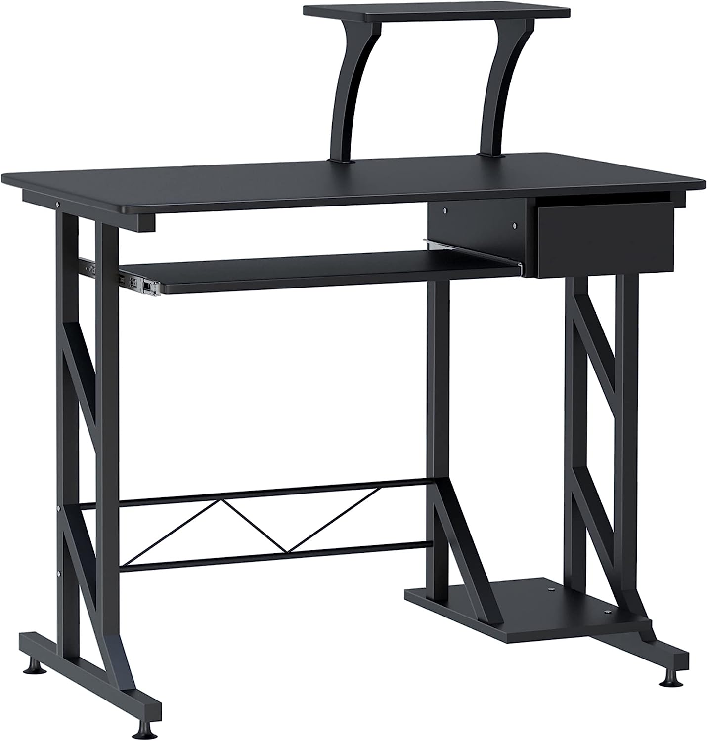 ProperAV Computer Desk with Sliding Keyboard Tray (Black)