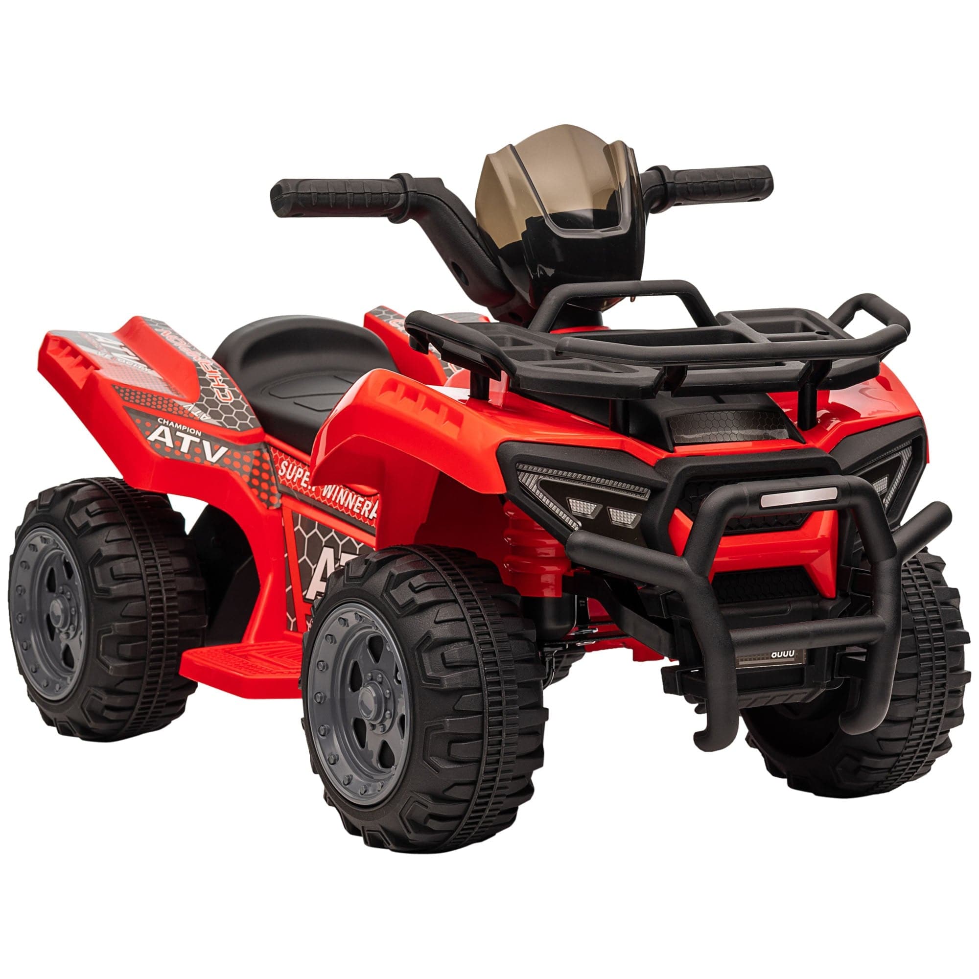 HOMCOM 6V Kids Electric Ride on Toy ATV Quad Bike with Music & Headlights for 18-36 Months (Red)