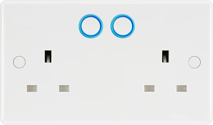 British General Slim Nexus Double Switched 13A Power Socket + Smart Home Control - White